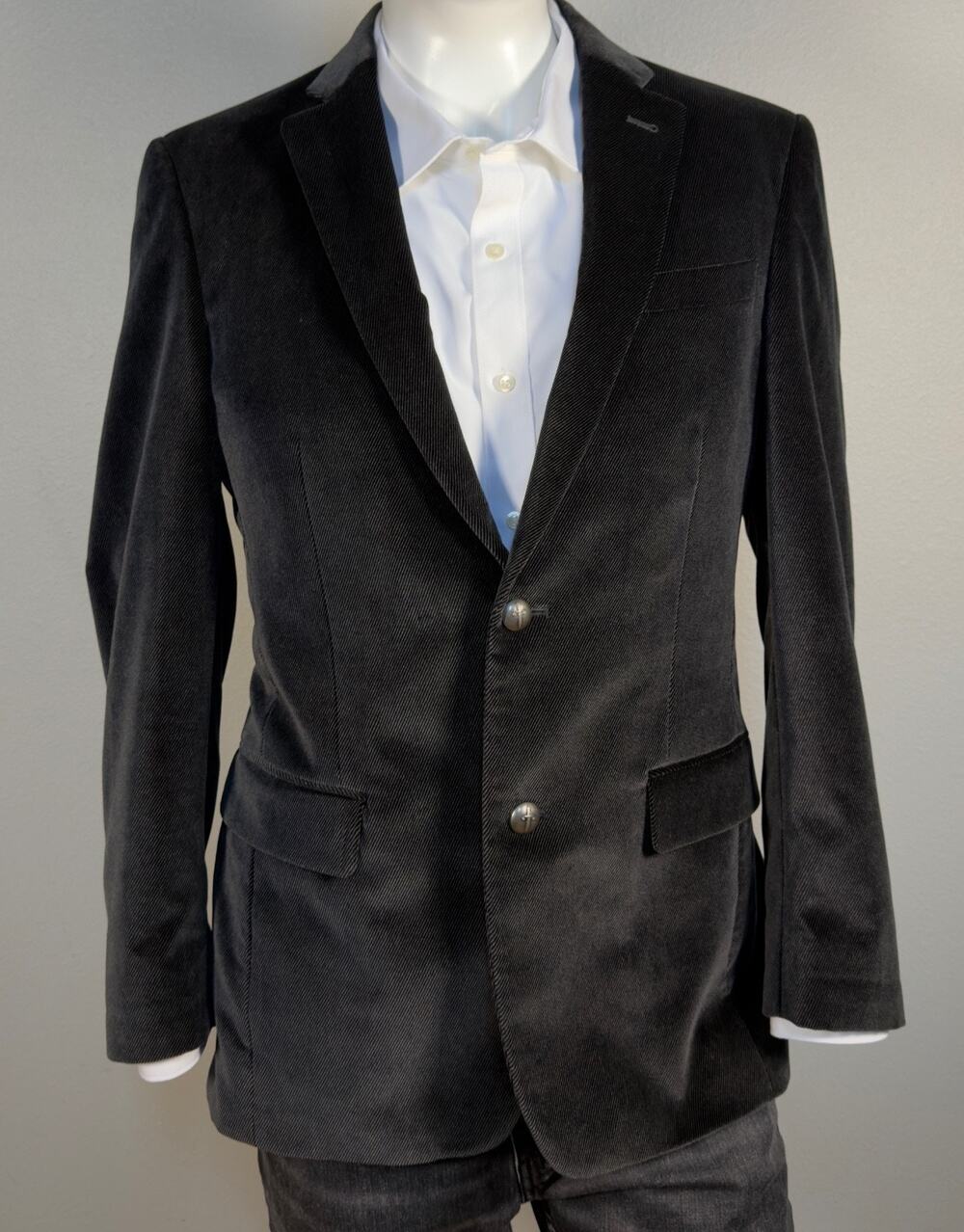 John Varvatos USA Explorer Black Cotton Velvet Blazer Sport Coat Jacket 38R Regu